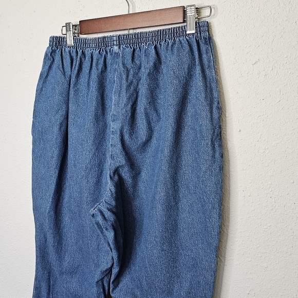 Chic Womens 16 Petite Elastic Waist Blue Jean Pull On Pants High Rise Stretch - Picture 8 of 11